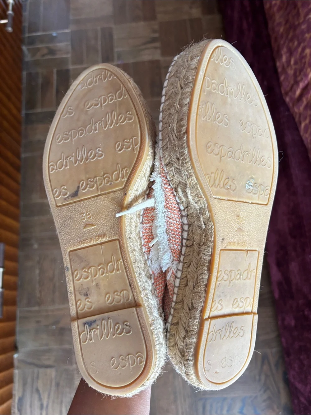 Handmade Espadrille Orange Sneakers - From Spain size 8